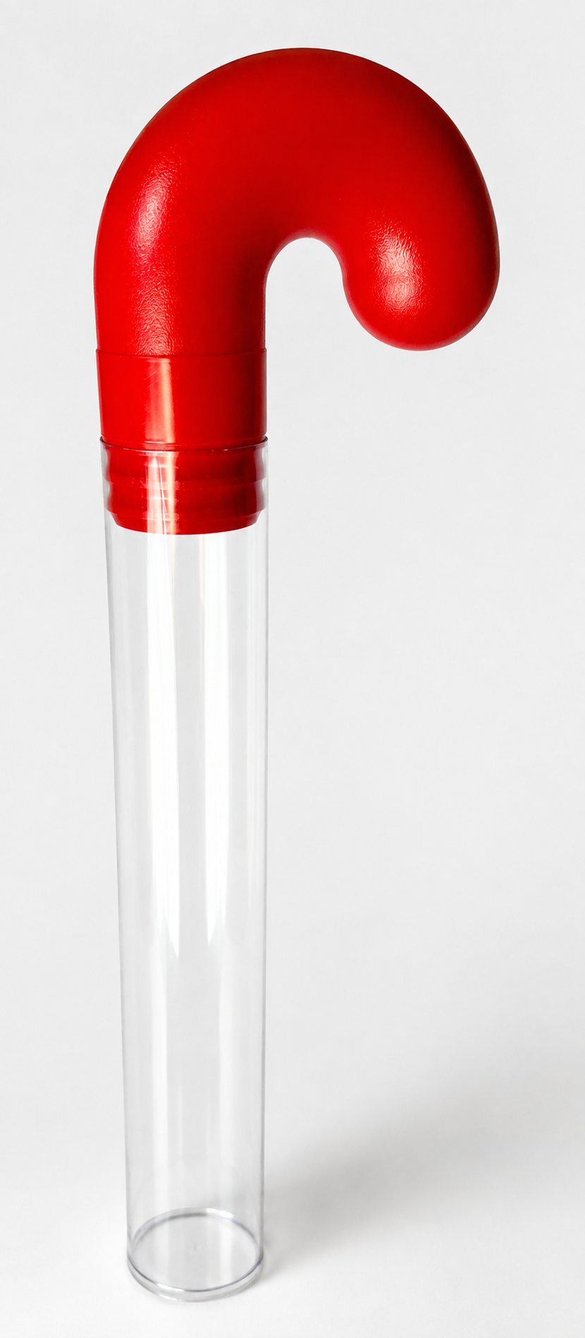 Clear Elf Carrier tube fitted with a bright red curved carrier top