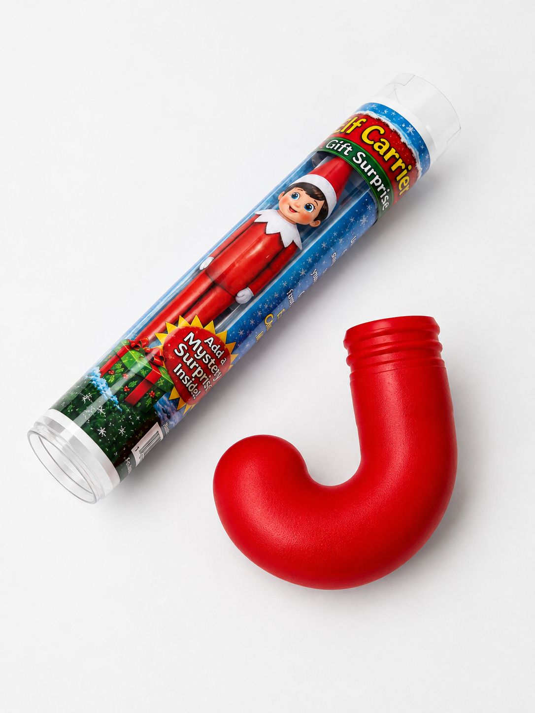 Elf Carrier gift tube and red curved carrier component