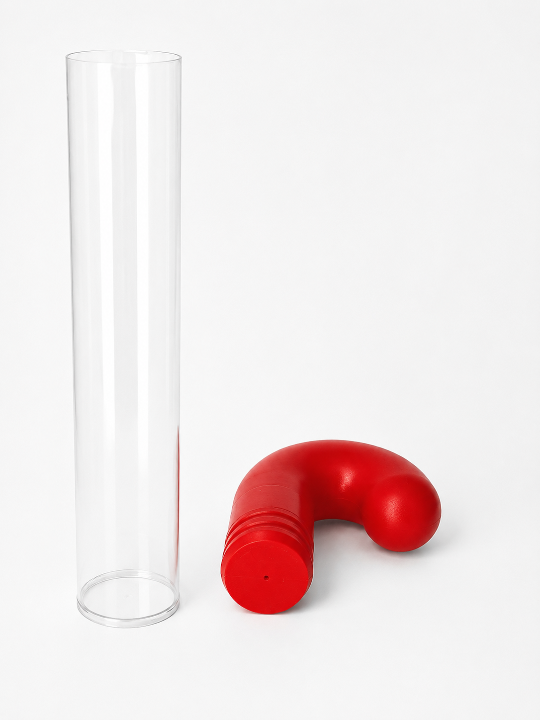 Clear Elf Carrier tube and red curved carrier top shown separately